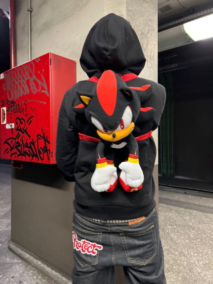 Sonic the Hedgehog Doll Plush Backpack - Shadow Backpack Black (24 Inch)