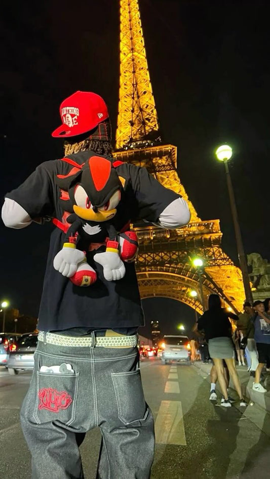 Sonic the Hedgehog Doll Plush Backpack - Shadow Backpack Black (24 Inch)